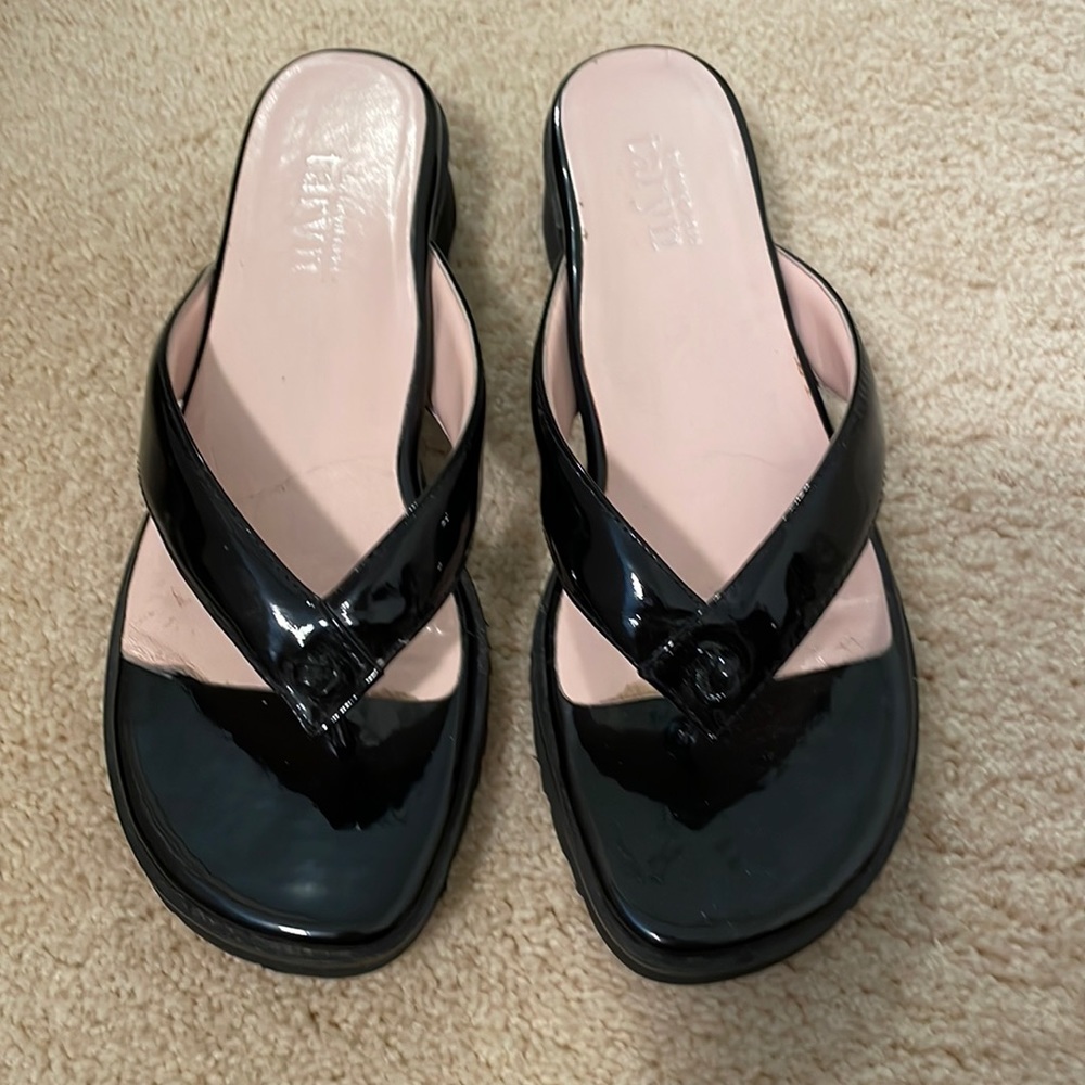 Taryn Rose black patent leather sandals